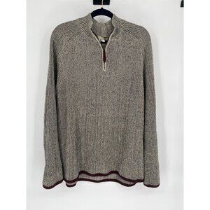 The Territory Ahead Men's Quarter Zip Pullover 90s Sweater Tan XL Cotton